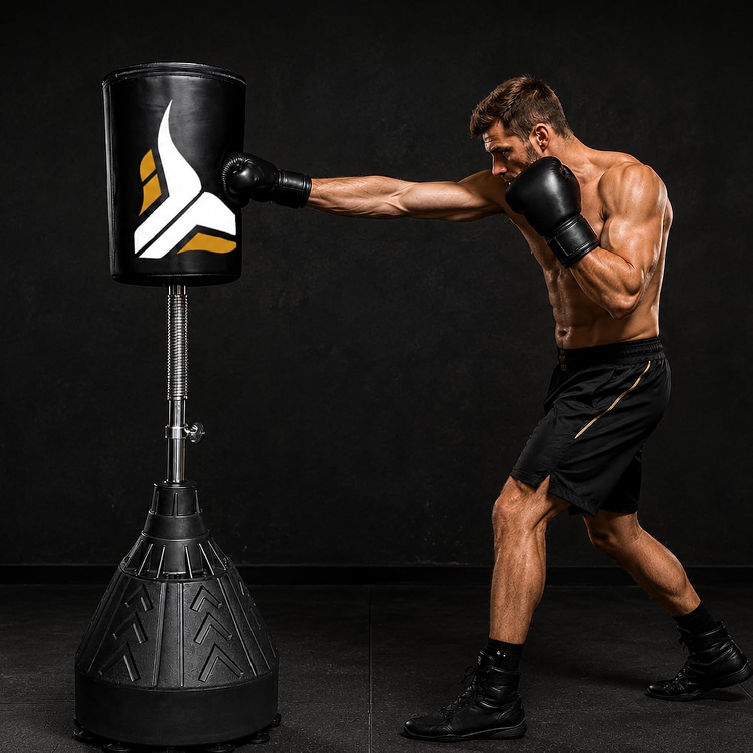 Free Standing Reflex Punching Bag for Adults — Adjustable Height Freestanding Punching Bag with Fillable Heavy-Duty