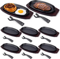 8 Pieces Cast Iron Fajita Skillet Pan Set Sizzling Steak Plate
