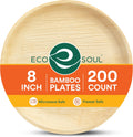 8 Inch Disposable Bamboo Plates (200 Pack, Round)