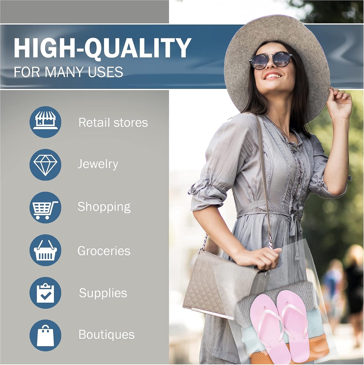 12x18 Clear Plastic Bags, Medium, Glossy Finish, 2 Mil Thick, 100 Pack