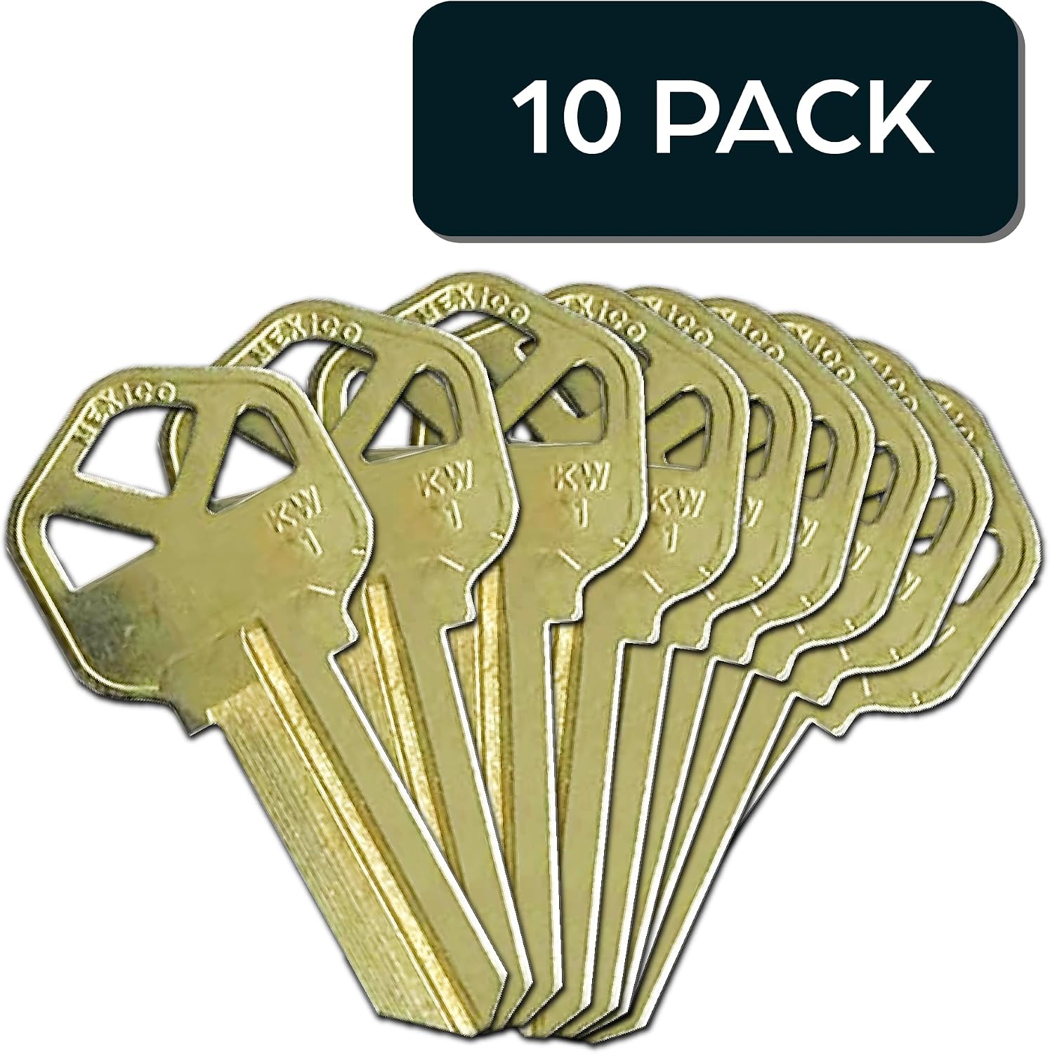 KW1 Key Blanks (10 Pack) – Premium Brass, Easily Customizable, Perfect Fit for KW1 Locks