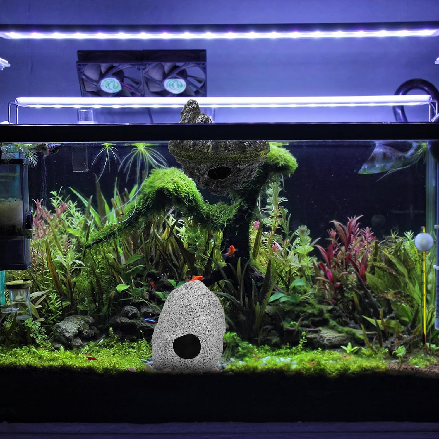 Aquarium Floating Island Decoration - Fish Tank Hideout Interactive Toy for Betta Fish Goldfish Shrimps Hermit Crabs
