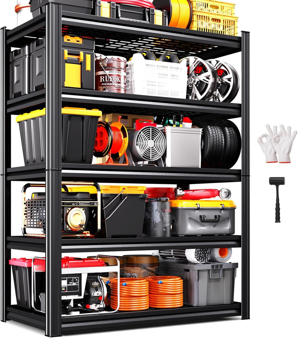 Storage Shelves, 2500lbs Garage Shelving,Adjustable Heavy Duty Shelving Unit,5T Tall Garage Shelves，Metal Standing