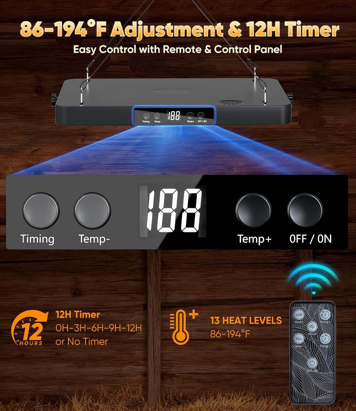 Smart Chicken Coop Heater, 200W Radiant Heat Panel, Adjustable Temp & Timer