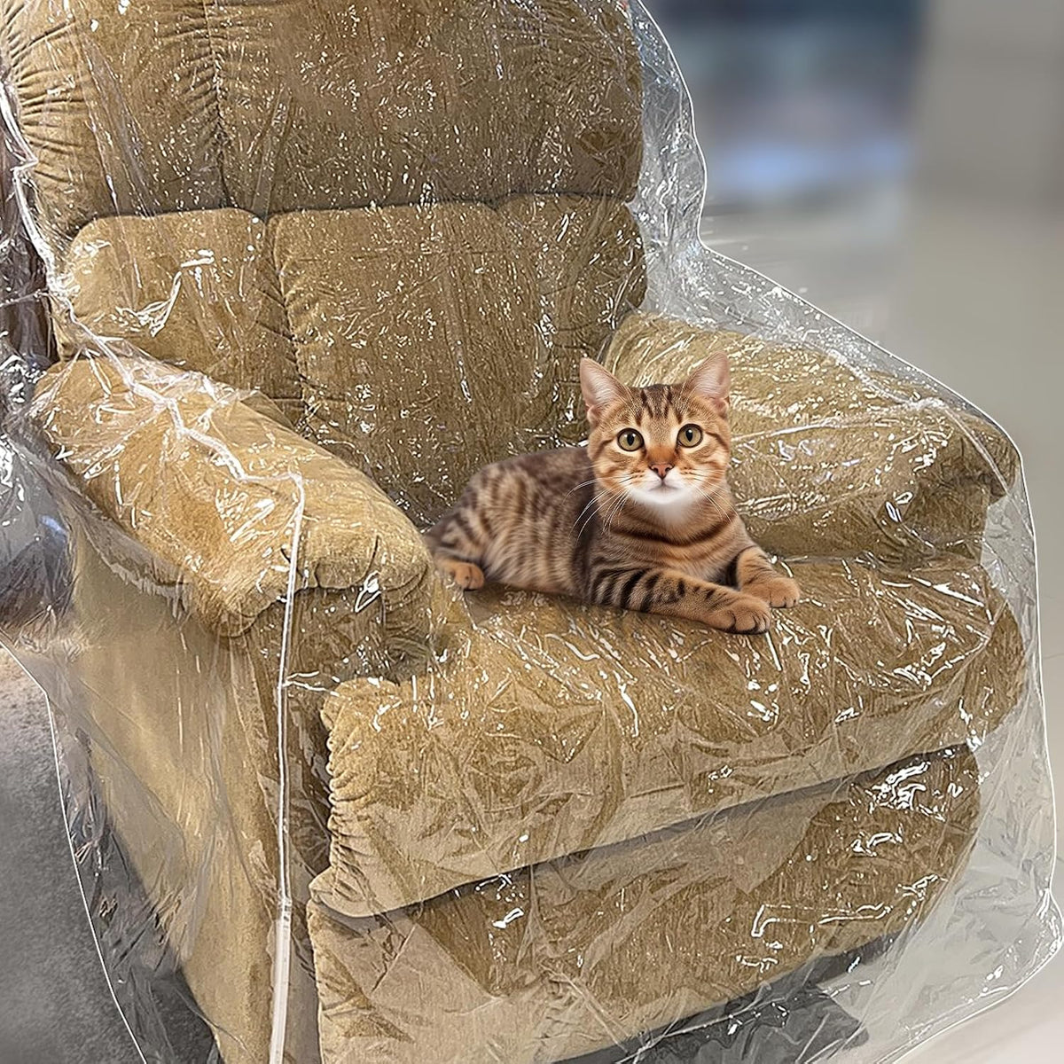 Clear Plastic Recliner/Armchair Chair Covers Protectors, Heavy Duty PVC Waterproof Shield Cover for Large Sofa, Vinyl
