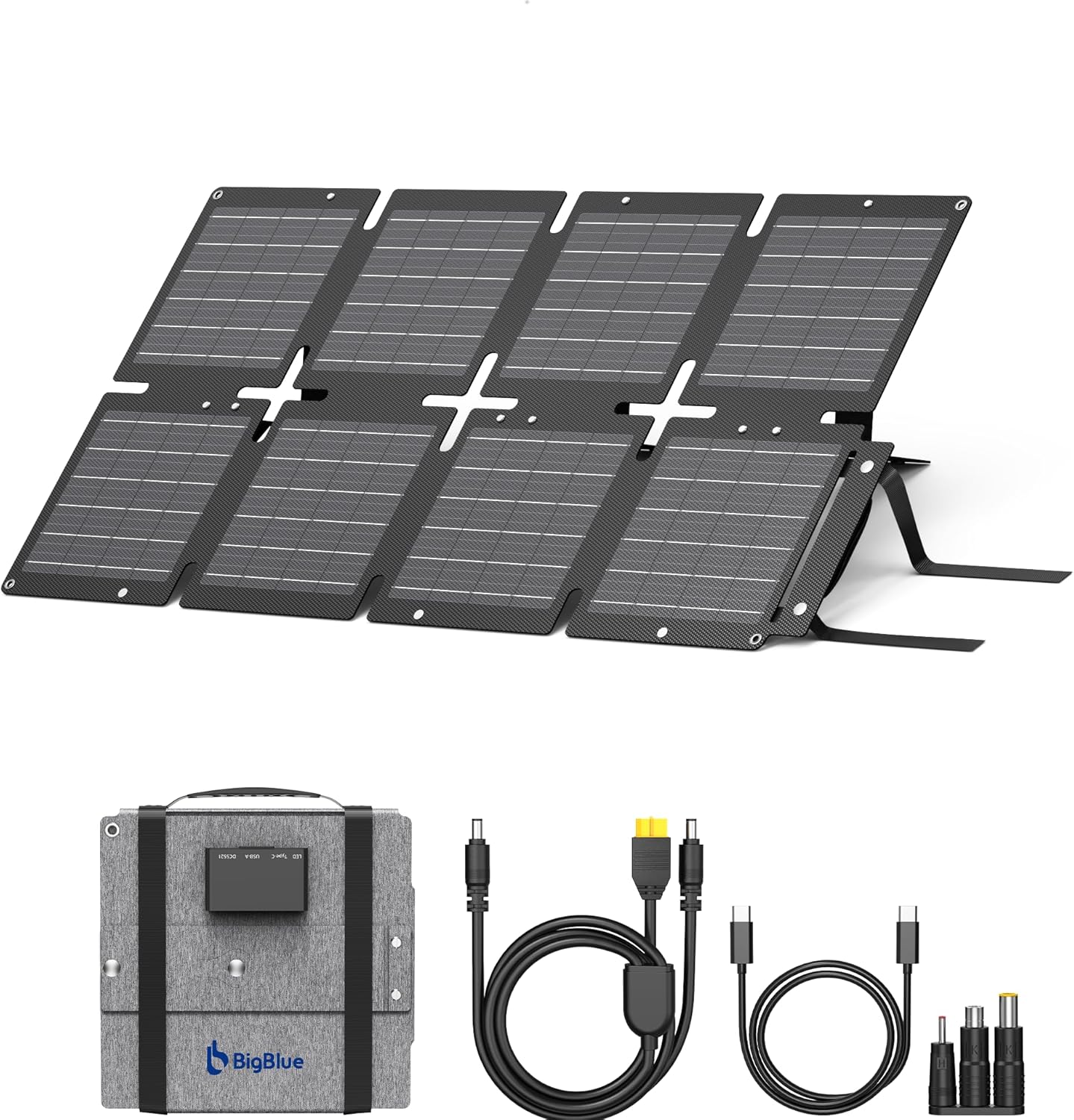 60W Portable Solar Panels with PD 45W USB-C, 20W USB-A, DC Outputs | Built-in Kickstand, IP68 Waterproof, Folding