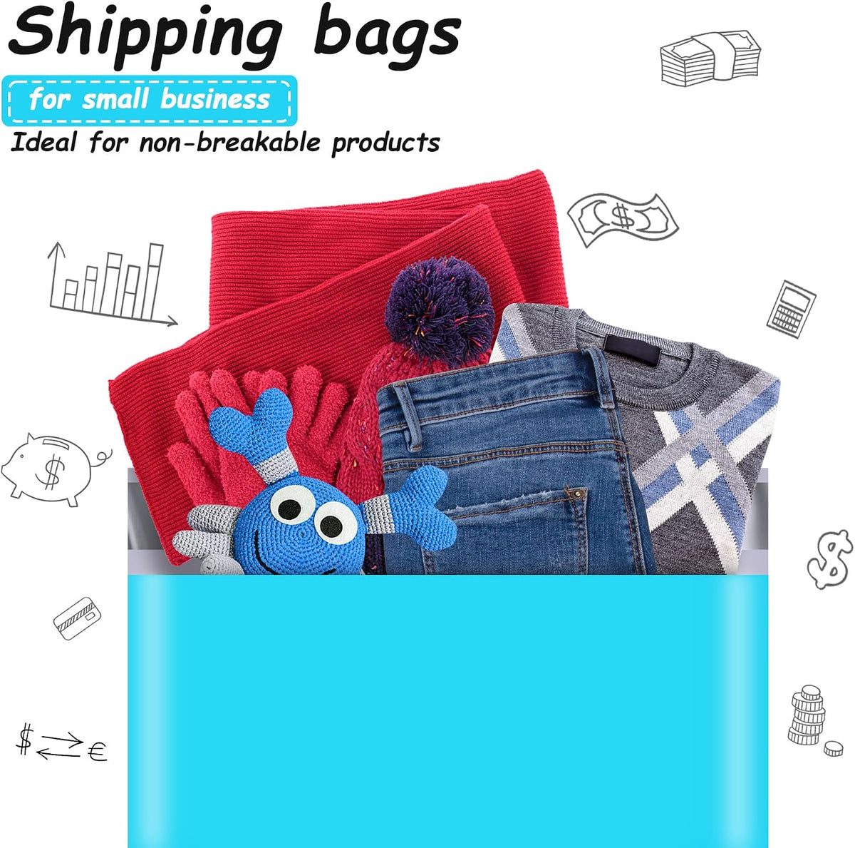 Poly Mailers 10x13 Inch, 200 Pcs Shipping Bags, Blue