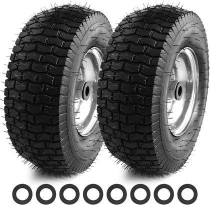 13x5.00-6 Tire and Wheel, Set of 2 Rubber Pneumatic Riding Lawn Mower Tires, Heavy Duty Lawn Mower Wheels with 3/4"