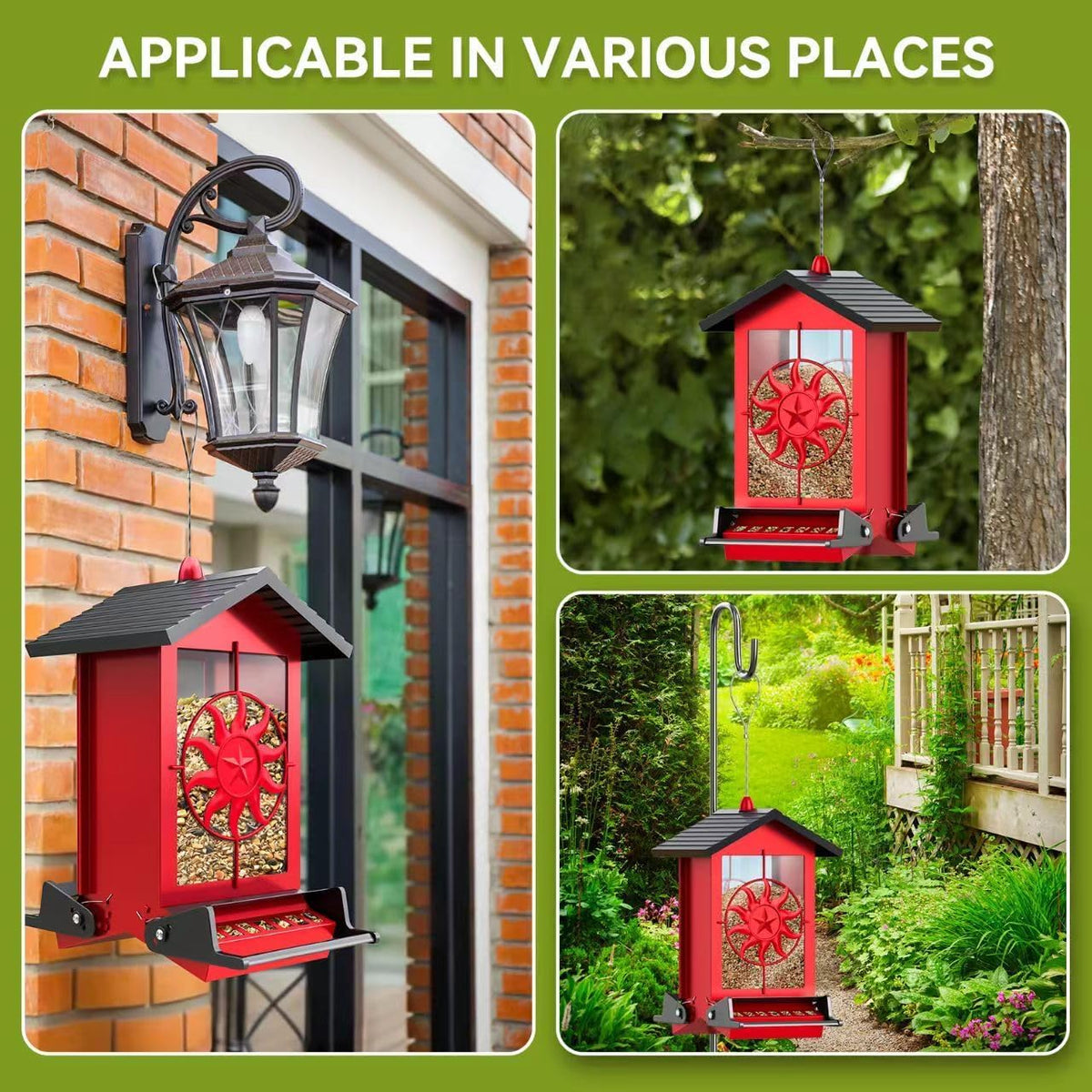 Squirrel Proof Bird Feeders for Outdoors with Weight-Activated, 5LB Large Metal Wild Bird Feeders for Cardinals,Blue