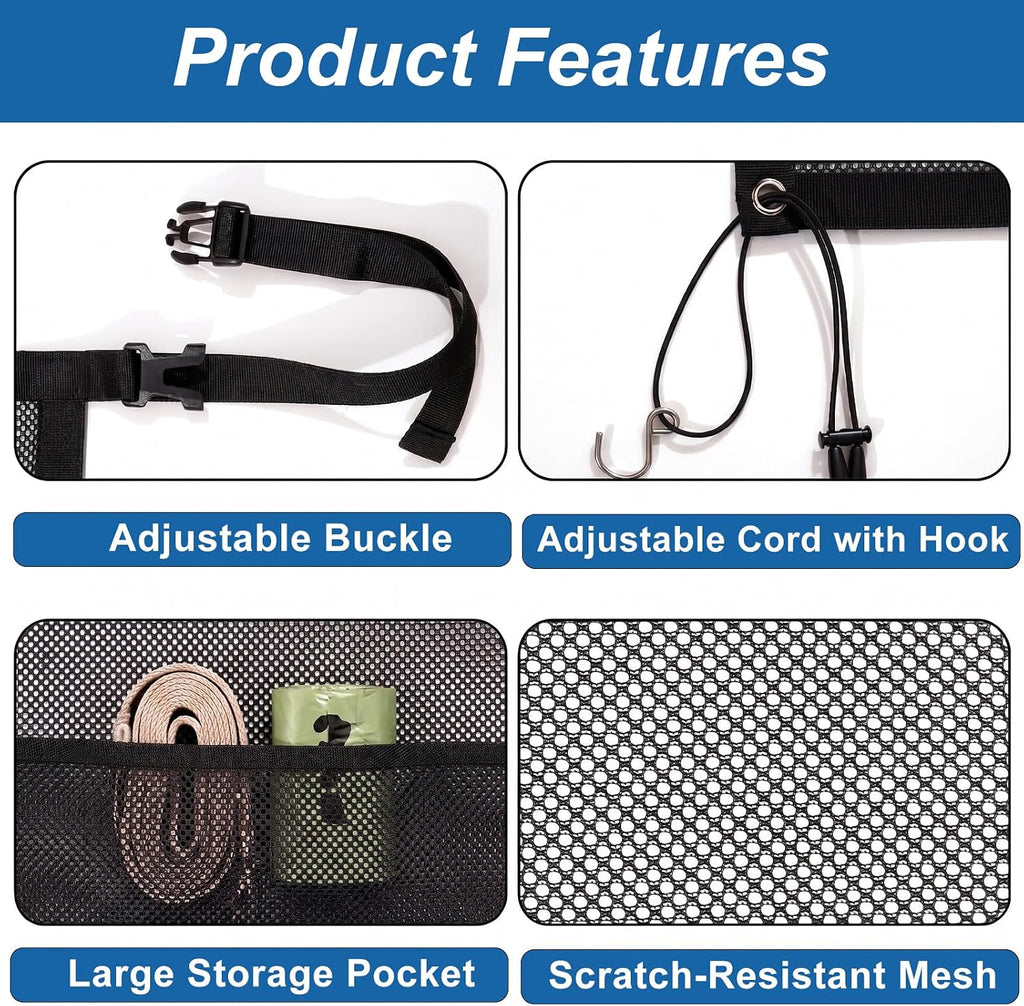 Dog Car Barrier for Backseat Safety with Mesh Storage Pocket for Car/SUV
