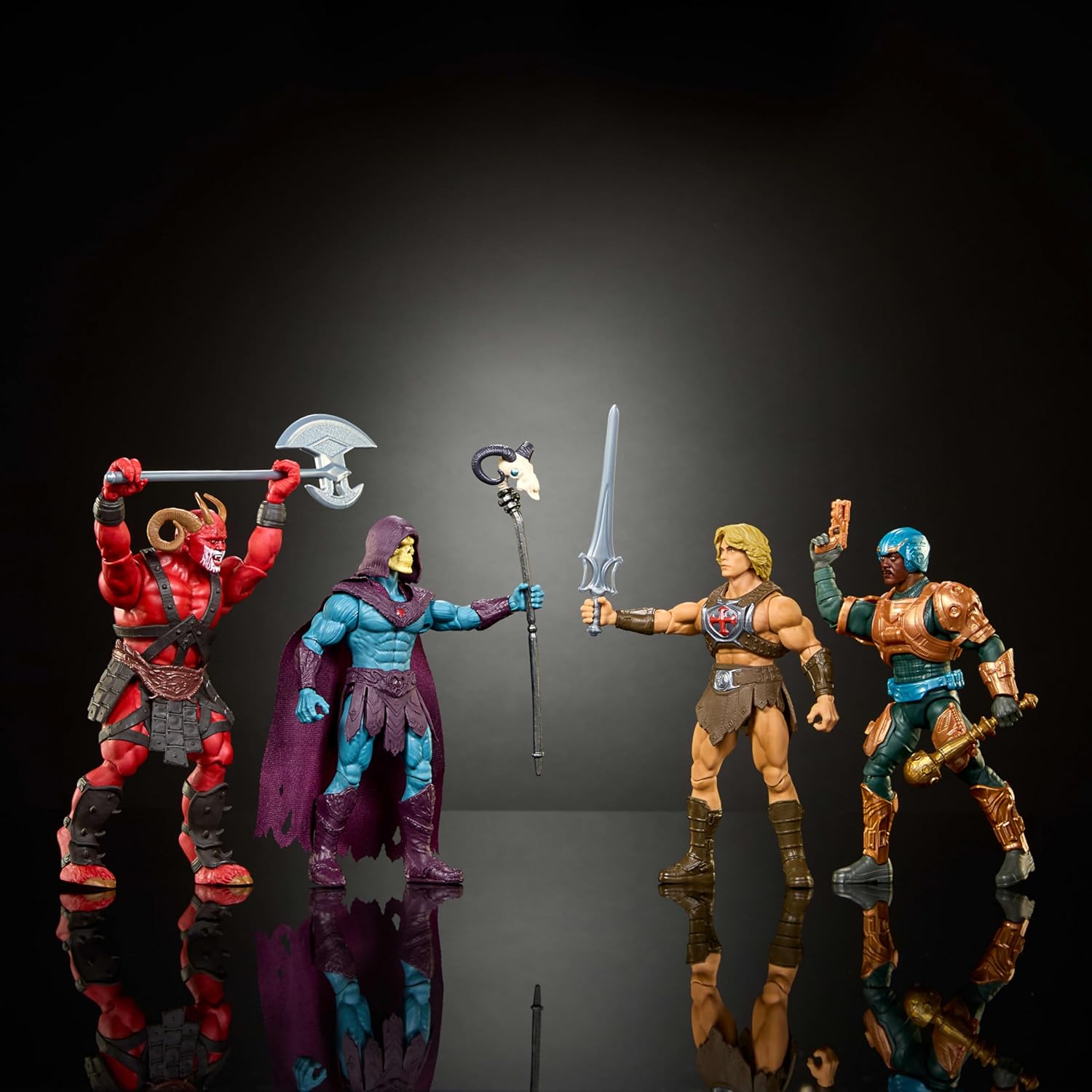 Action Figure Toy 4 Pack, He-Man, Skeletor, Man-at-Arms, and Exclusive Goat Man, 5.5 Inch 2026 Movie Accurate, 14