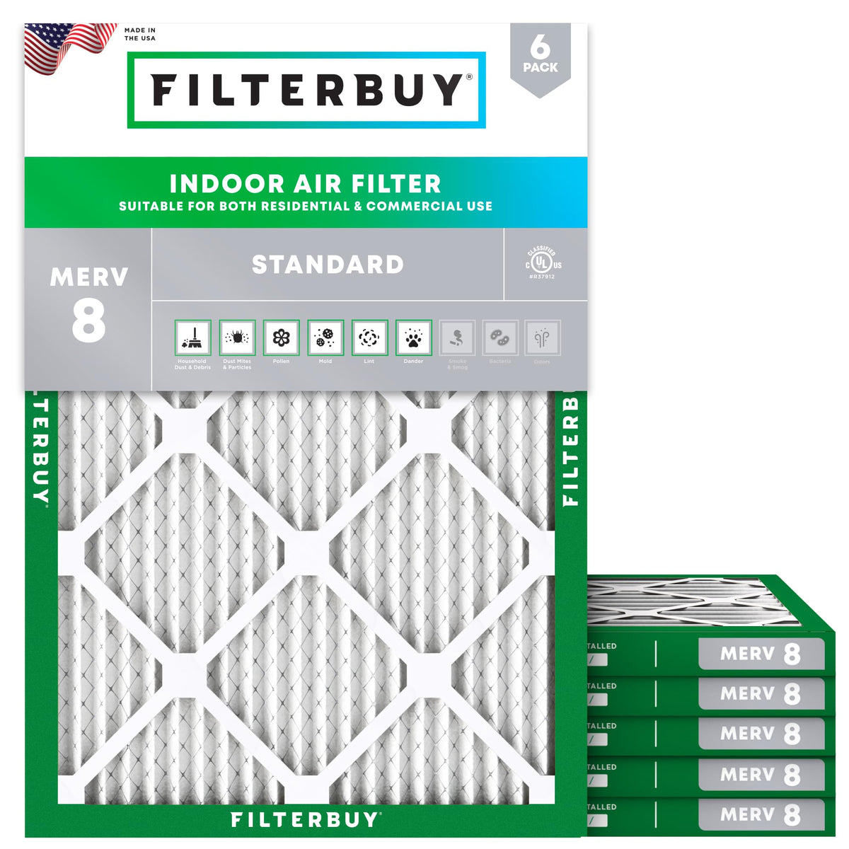 17.5x21.5x1 Air Filter MERV 8 Dust & Allergy Defense (6-Pack)