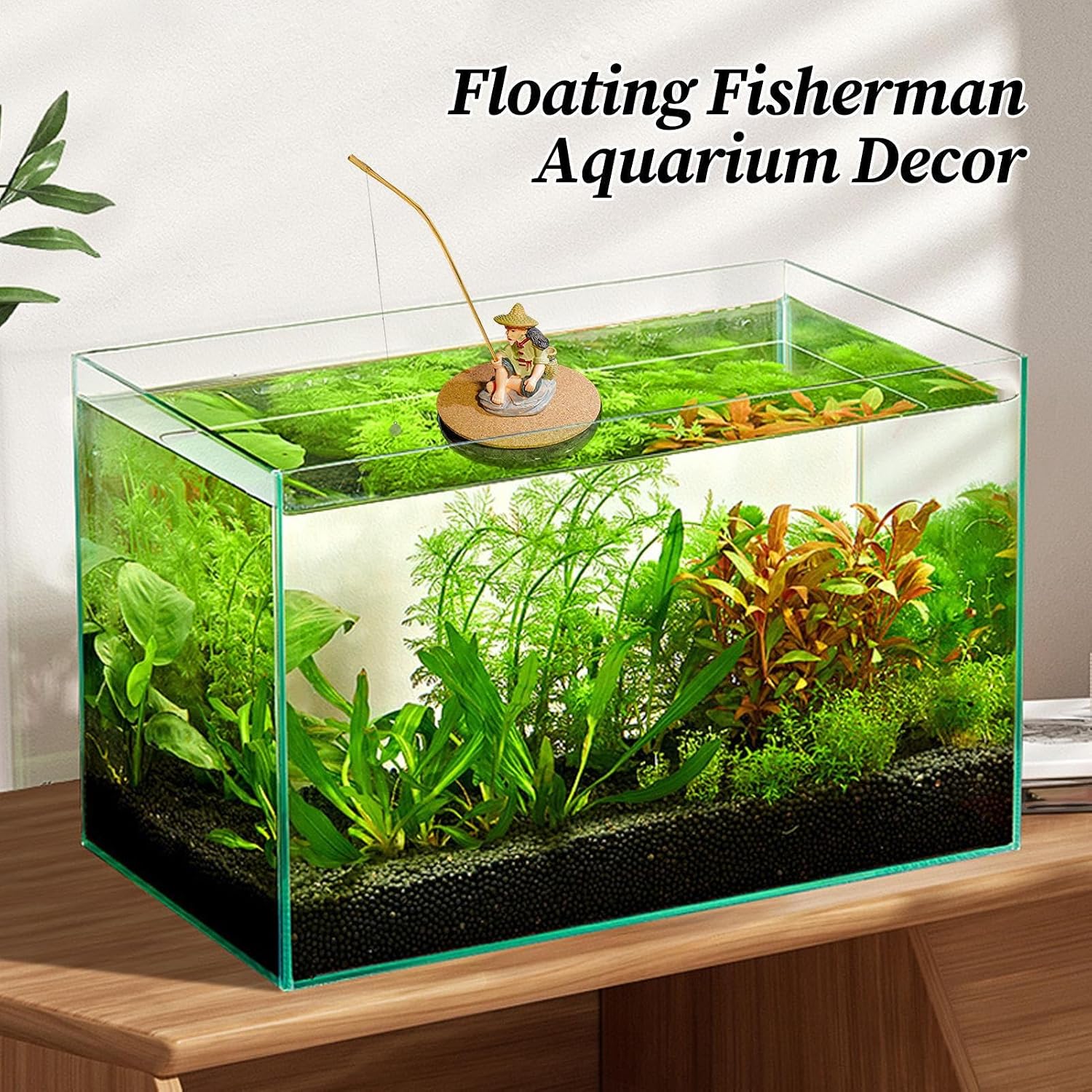 Floating Fish Tank Decor – Small Decorative Fisherman Figurines with Interactive Features, Aquarium Accessories, Pet
