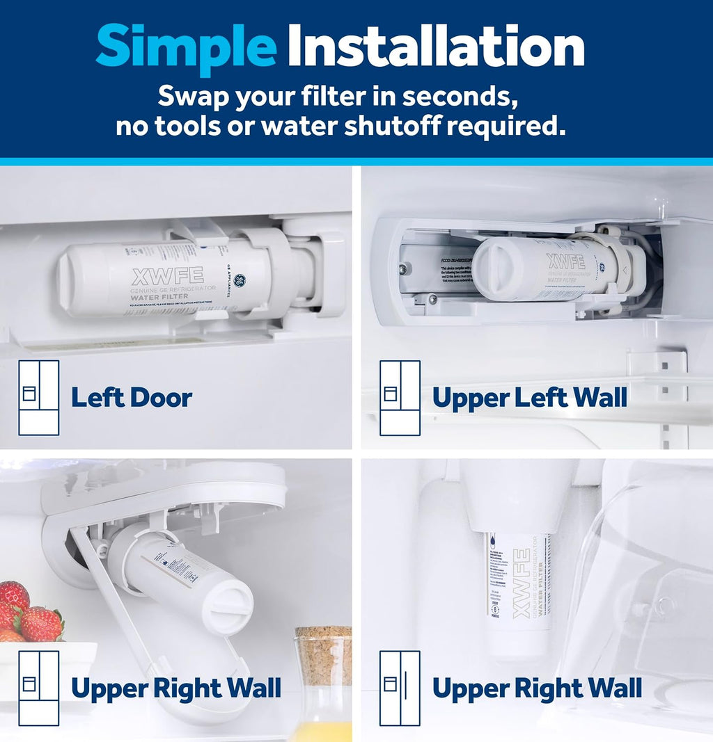 GE XWFE Refrigerator Water Filter, Genuine Filter, Guaranteed Fit, 2-pack