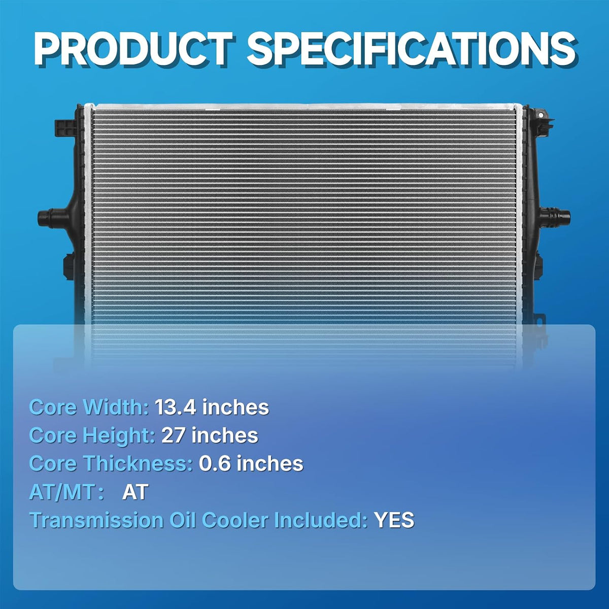 2778 Radiator | AT,With TOC | 13-2/5" Core,Fits For Subaru Outback 05-14; Subaru Forester 09-13; Subaru Crosstrek 16-17; Subaru XV Crosstrek 13-15; Subaru Impreza 08-16 | OE# 45111AJ07A