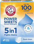 5-in-1 Power Sheets Laundry Detergent, Fresh Linen, 50 Count