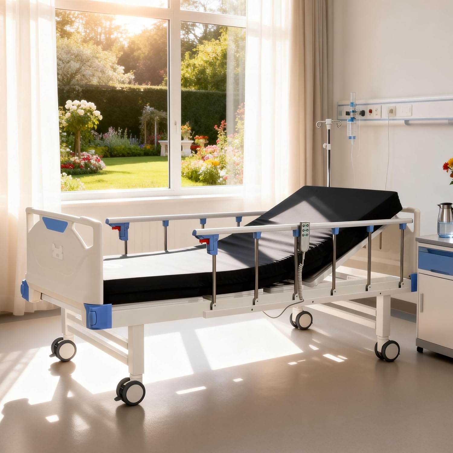 Full Electric Hospital Bed with Memory Mattress, Medical Bed, 550LBS