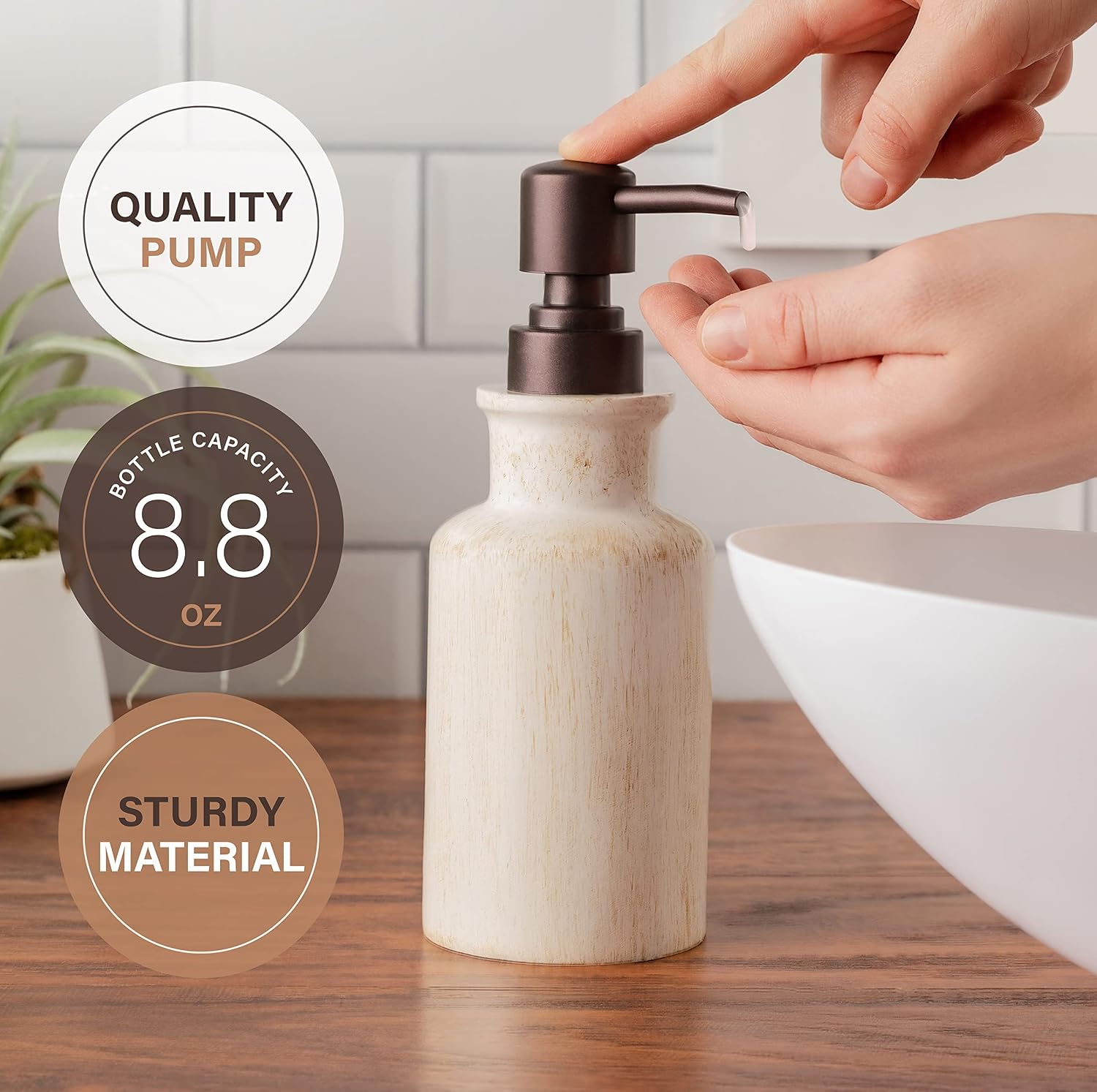Rustic Luxe Beige 4 Piece Bathroom Accessories Set | Includes Soap Dispenser, Toothbrush Holder, Tumbler Cup & Soap Dish