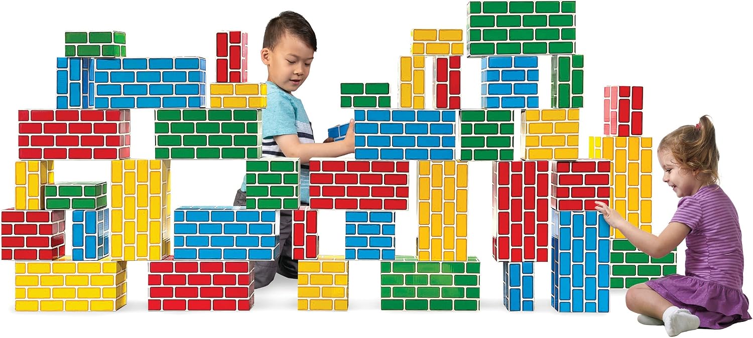 Heavy-Duty Cardboard Building Blocks – 40-Piece Set, Supports 150 lbs – Easy-to-Clean, Sturdy, Colorful – Large
