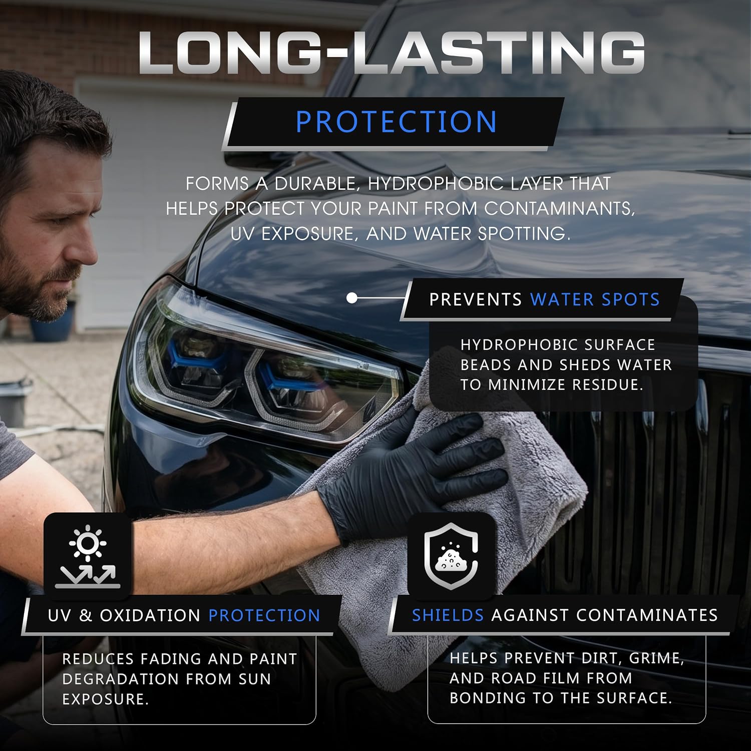 Graphene Ceramic Coating - Ceramic Spray Coating for Cars - Hydrophobic Protection Repels Water - Enhances Gloss and