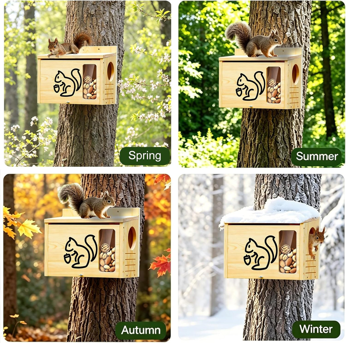 Widened Medium Wooden Squirrel House for Outside