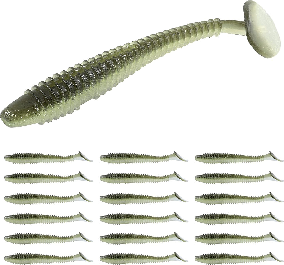 Swimbaits Paddle 10/20/30/40PCS, 5/4/3/2 Inchs Paddle Tail, Soft Lure for Trout Crappie Bass, Durable Plastic Bait