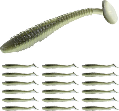 Swimbaits Paddle 10/20/30/40PCS, 5/4/3/2 Inchs Paddle Tail, Soft Lure for Trout Crappie Bass, Durable Plastic Bait