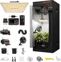 2.3×2.3ft SF1000 100W Indoor Grow Tent Kit w/GGS Controller | Pro Grade Set, Full Spectrum LED Grow Light, 28" x 28"