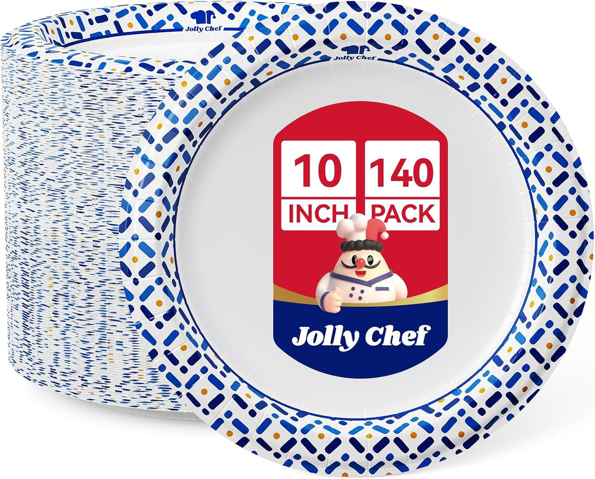 10 Inch Paper Plates 140 Count, Disposable Heavy Duty