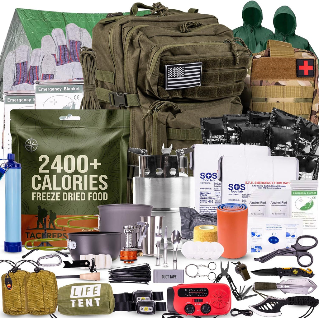 72 Hour Survival Kit, 45L Bug Out Bag with Emergency Food, Water Filter, First Aid Kit, Shelter and Survival Tools