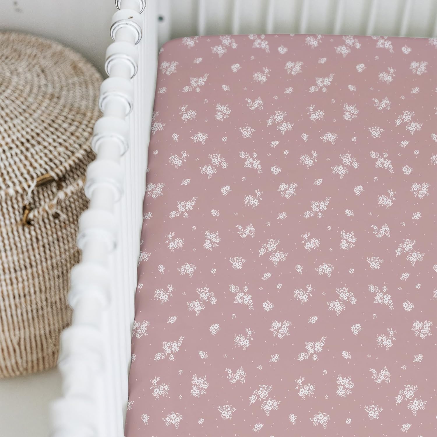 Crib Sheets Neutral - Fitted Baby Crib Sheets Bed for Girl Boy - 2 Pack Standard & Toddler Mattress (Antique Rose)