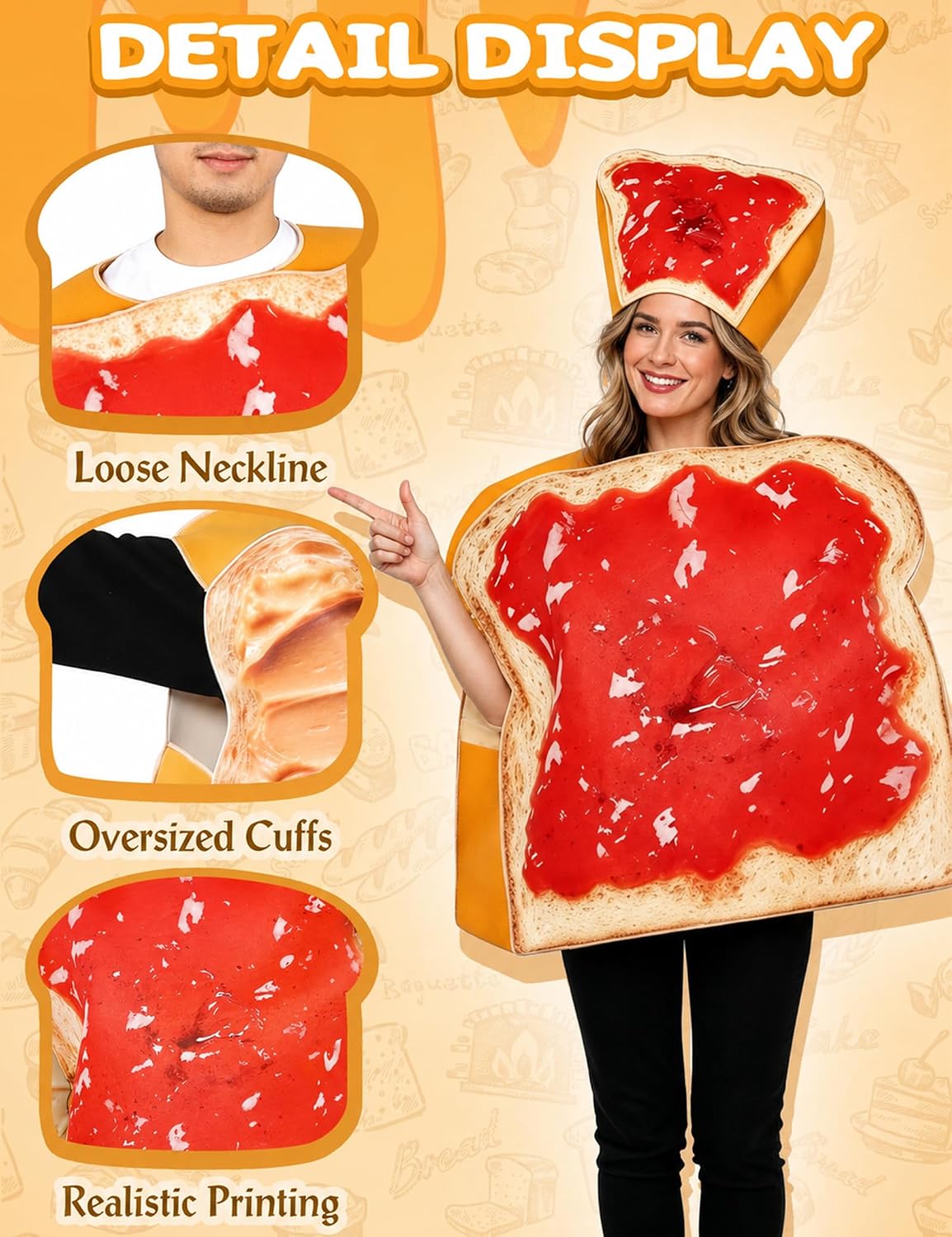 Peanut Butter and Jelly Costume Adult Couples Halloween Costumes | 2 pcs funny matching food outfit set for men women