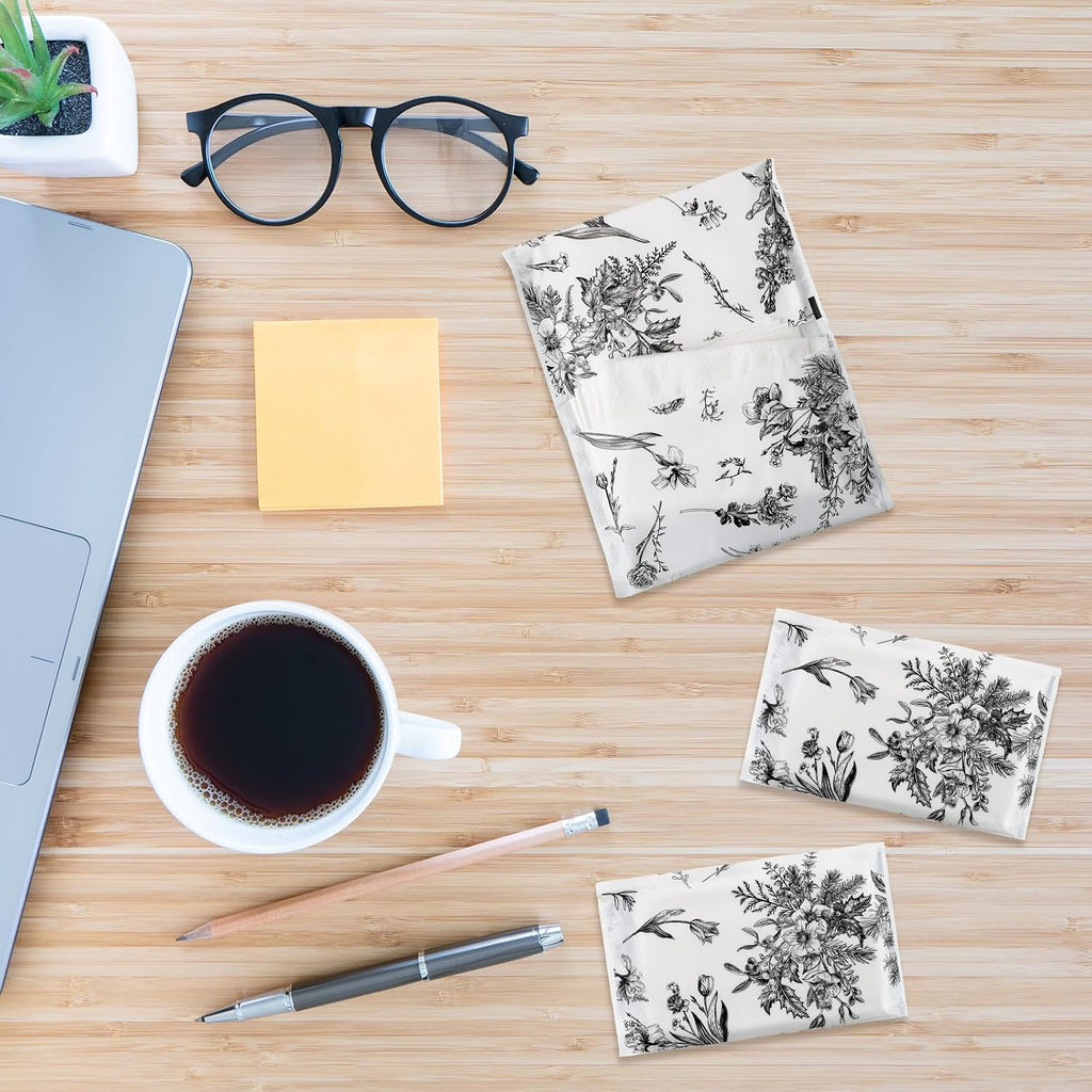 100 Pack Pocket Tissues 3 Ply Mini Individual Wrapped, Floral