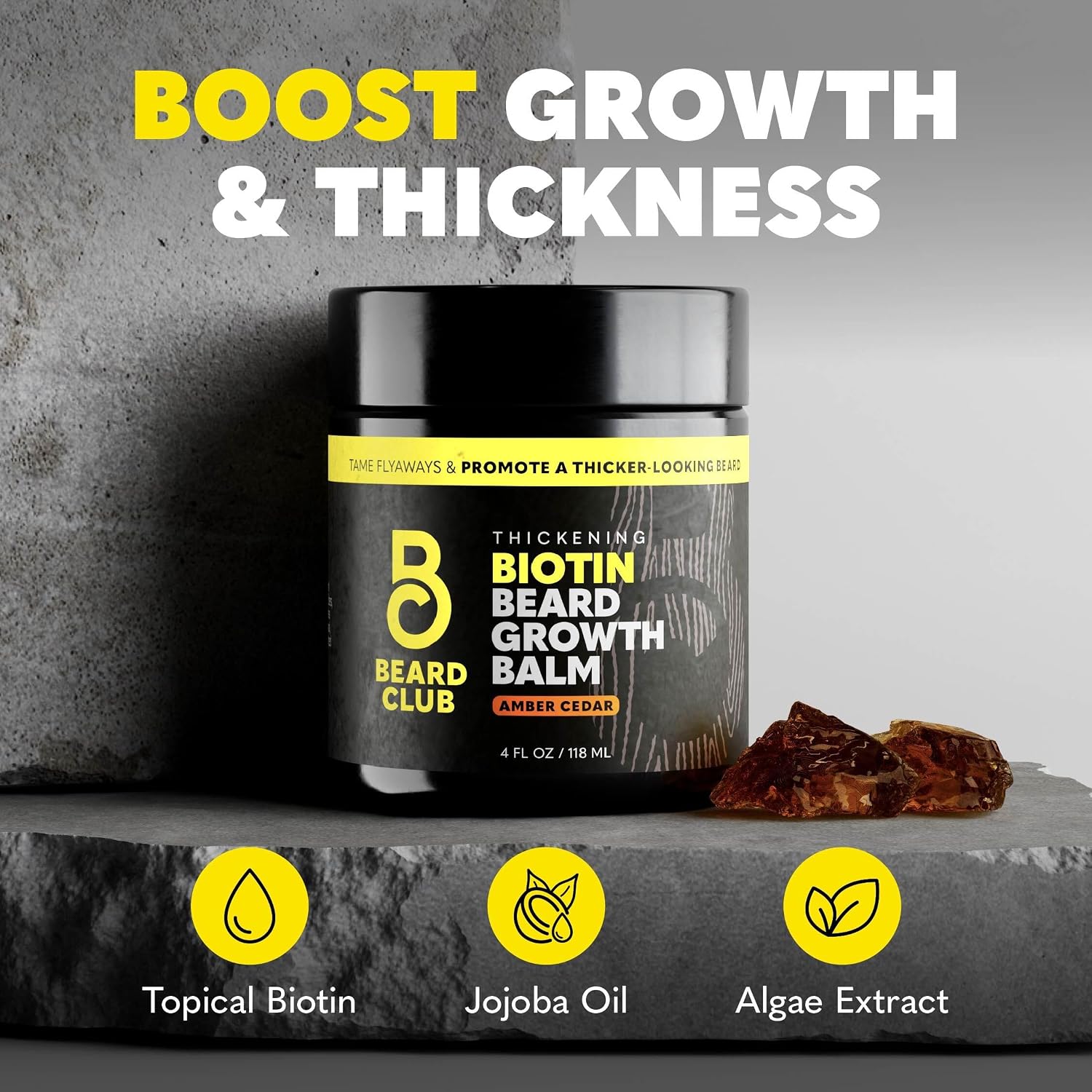 Biotin Beard Balm for Men - Beard Growth Shea Butter with Castor & Coconut Oil - Moisturizing, Hydrating and