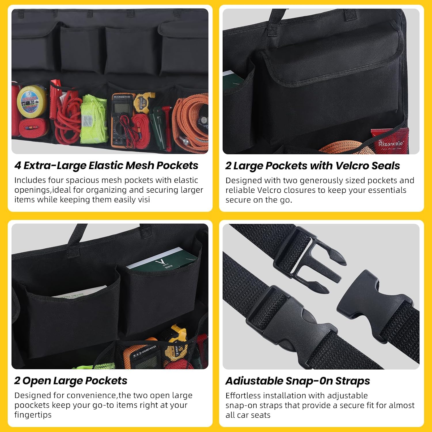 Car Trunk Organizer, Backseat Hanging Organizer with 8 Large Storage Bag Super Capacity -Trunk Organizer for