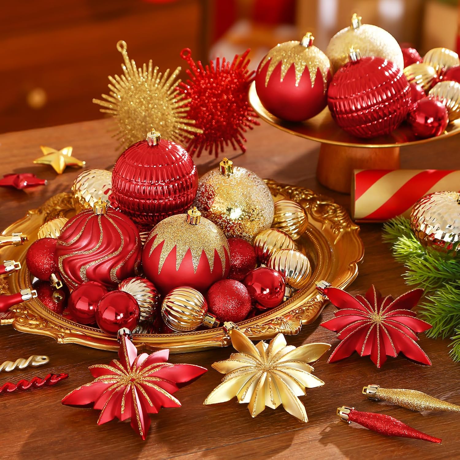 80pcs Christmas Balls Ornaments Set, Contemporary Light Luxury Gift Set, Shatterproof Plastic Decor for Xmas Tree