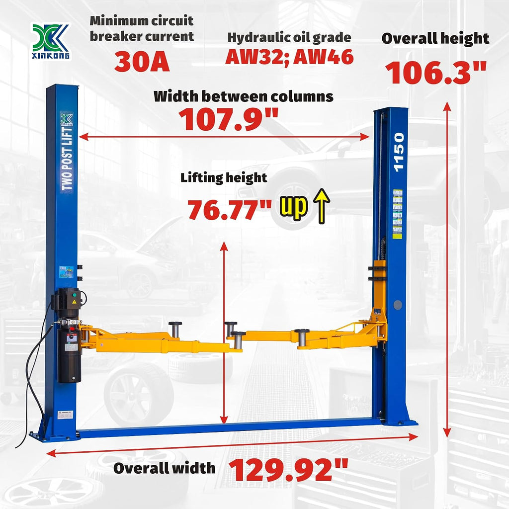 2 Post Auto Car Lift 11500 lb Capacity Truck Hoist,220V,1150