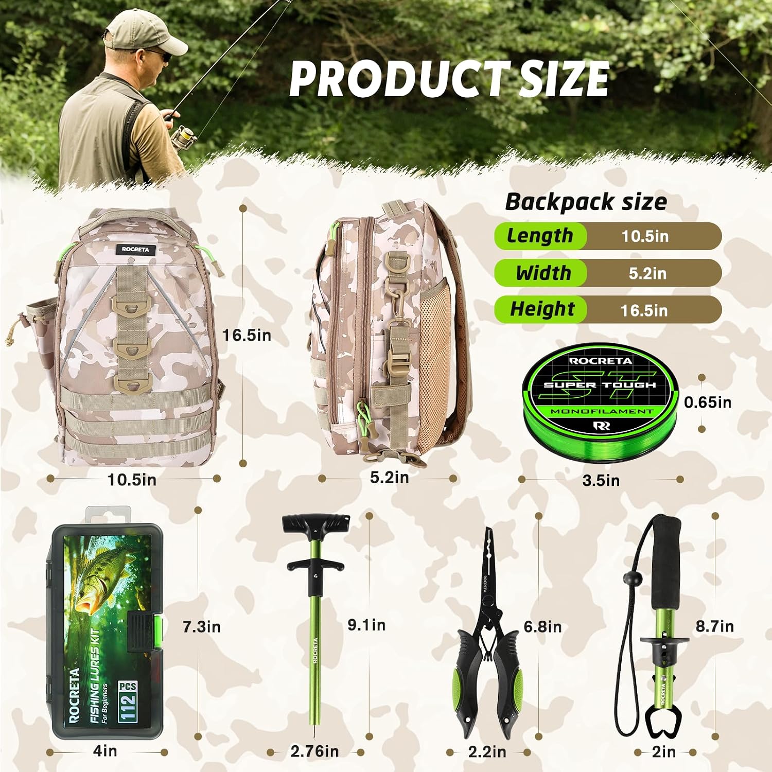 Fishing Backpack with Tackle Boxes,Fishing Lure Kit and Tool | Waterproof Fishing Tackle Bag With Rod Holder, Sling