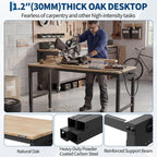 60 x 22 Inch Heavy-Duty Adjustable Height Workbench - 2000 LB Capacity Garage Work Table with Power Outlets, Locking