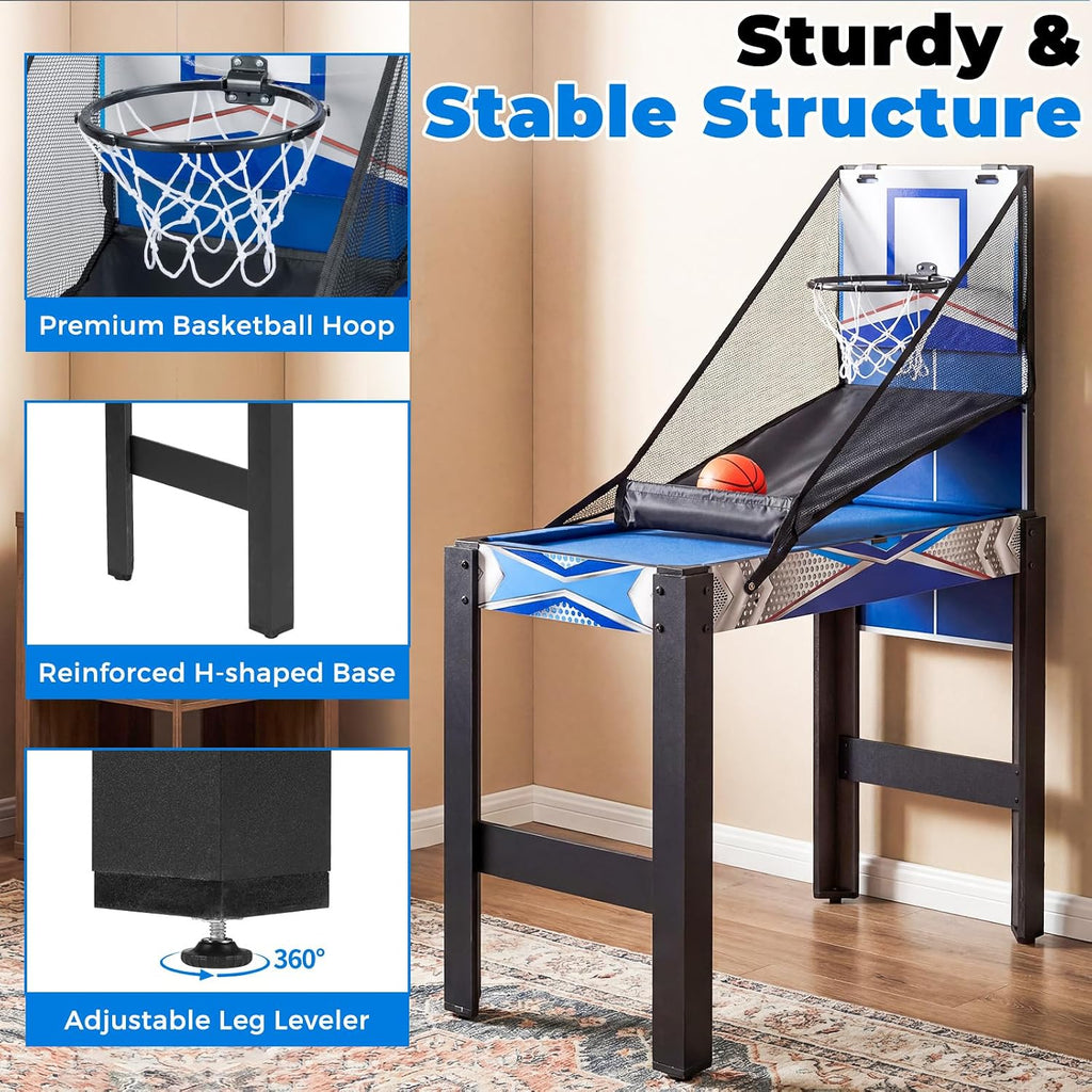 6-in-1 Multi Game Table, Combo Game Table w/Basketball, Billiards, Ping Pong, Hockey, Shuffleboard, Bowling, Adults