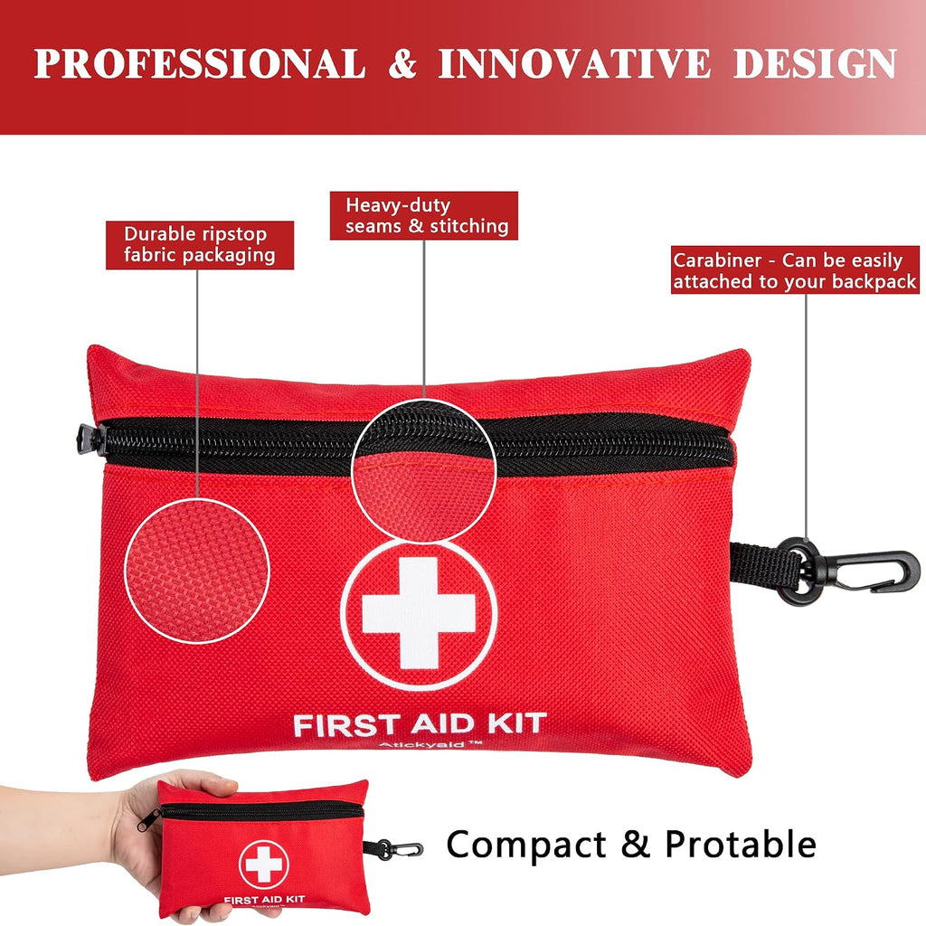 Mini First Aid Kit - 140 Piece Small First Aid Medical Kit for Car, Home, Office, Travel, Camping, Sports, Outdoor
