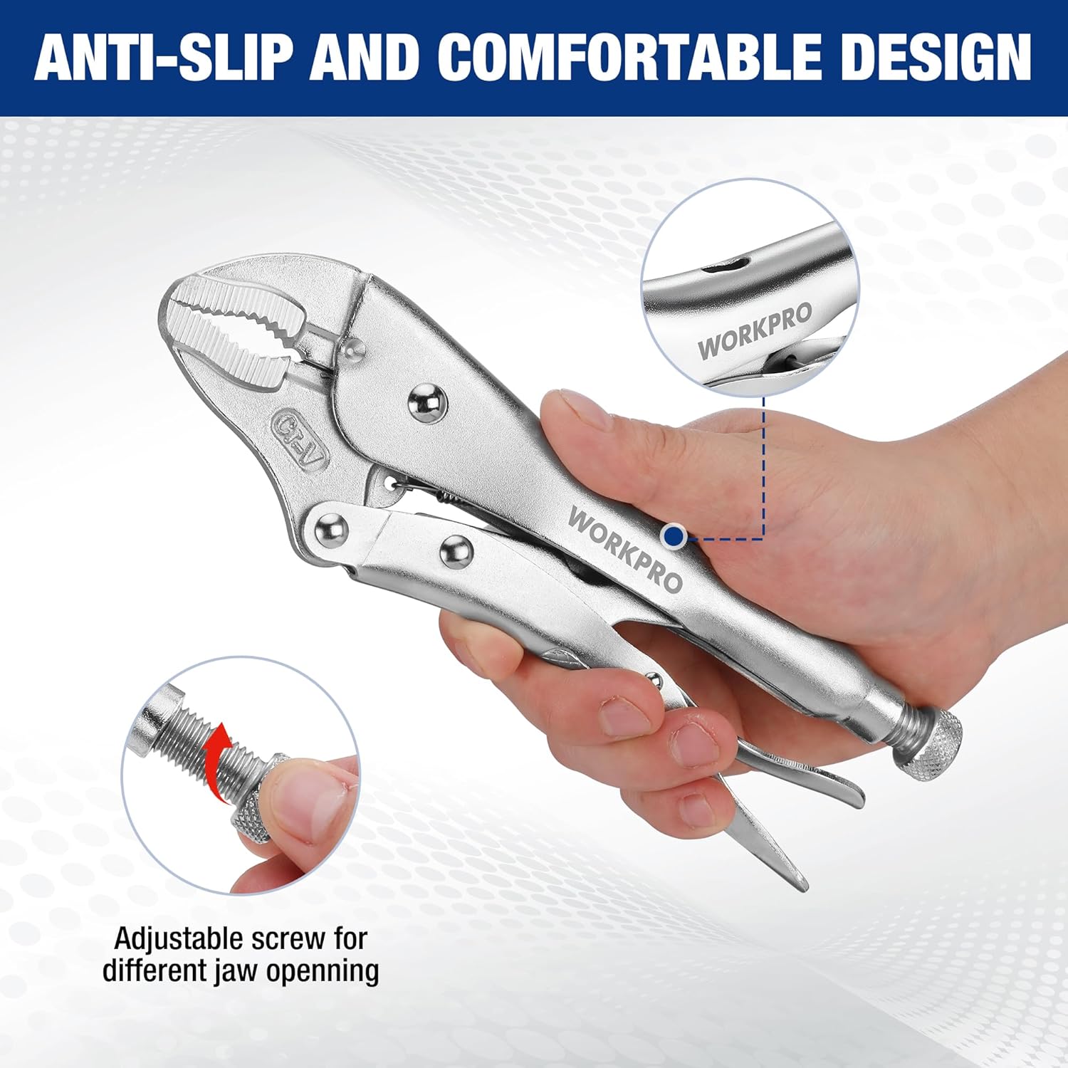 5-Piece Locking Pliers Set, Pliers Tool Set, Vice Grips with Chrome-vanadium Steel, 5/7/10 inch Curved Jaw Pliers