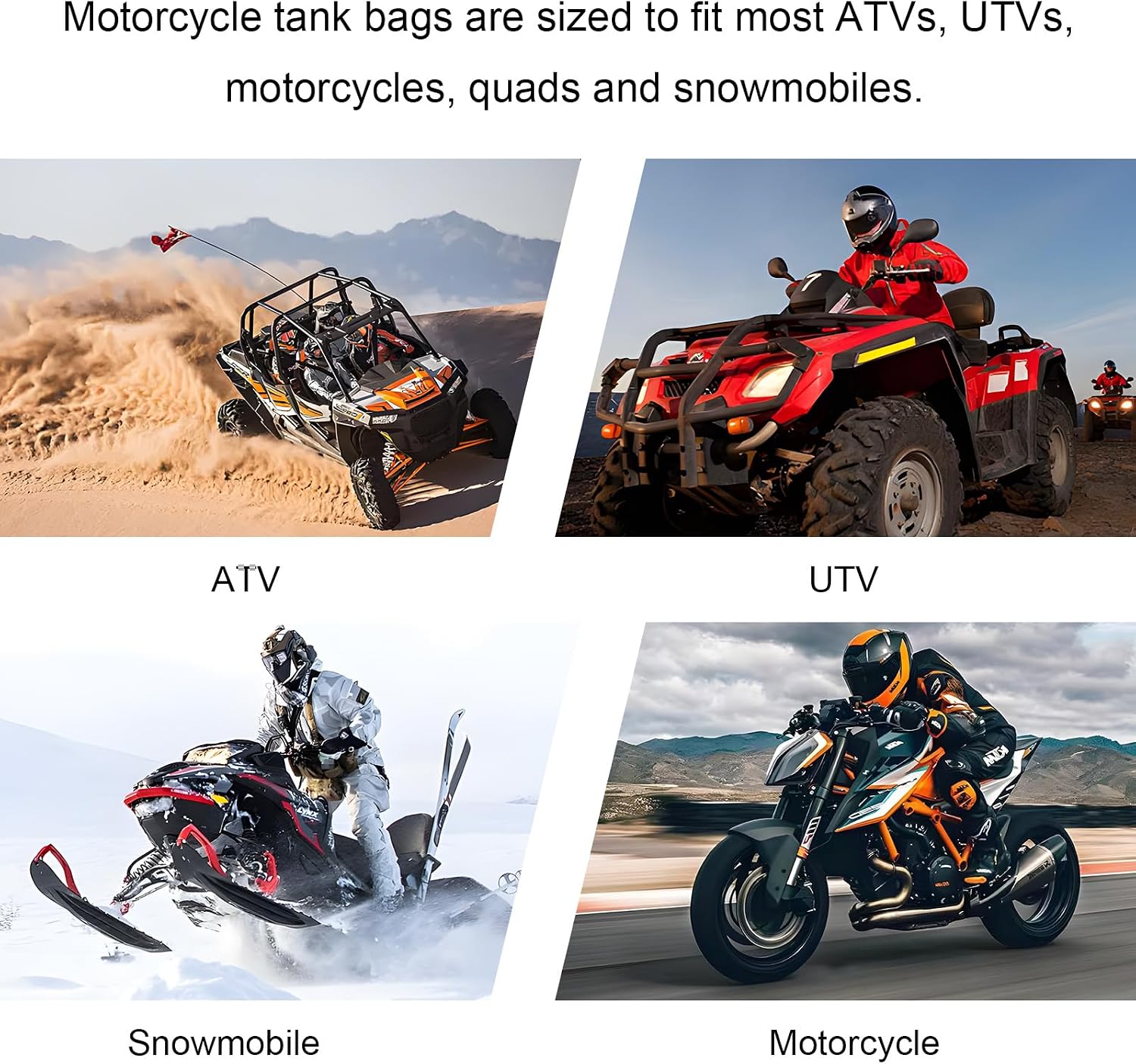 Motorcycle Tank Bag, Large ATV Tank Top Bag with Touch Screen Phone Pouch & Drink Holder, Universal Waterproof