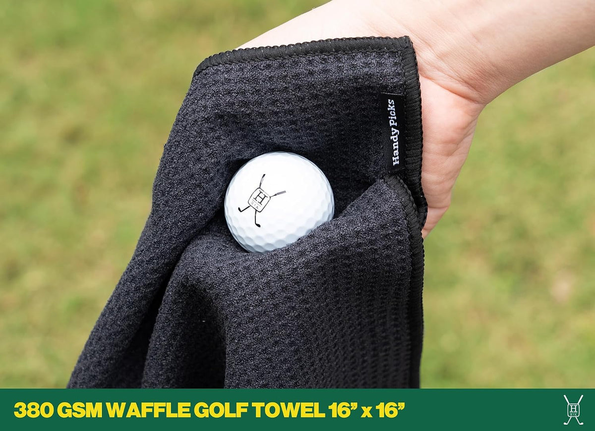 Golf Club Cleaner with Water Bottle Holds 5.5 OZ, Heavy Duty Metal Retractable Magnetic Clip, Waffle Microfiber Golf