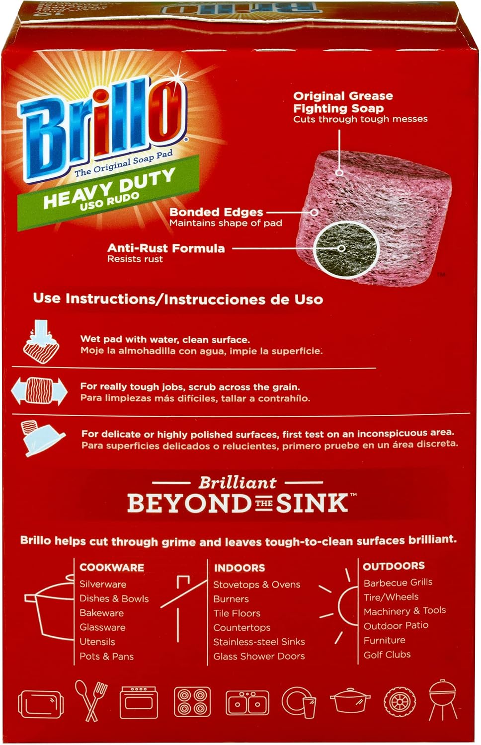 Heavy Duty Steel Wool Soap Pads, Original Red Scent, 10-Count