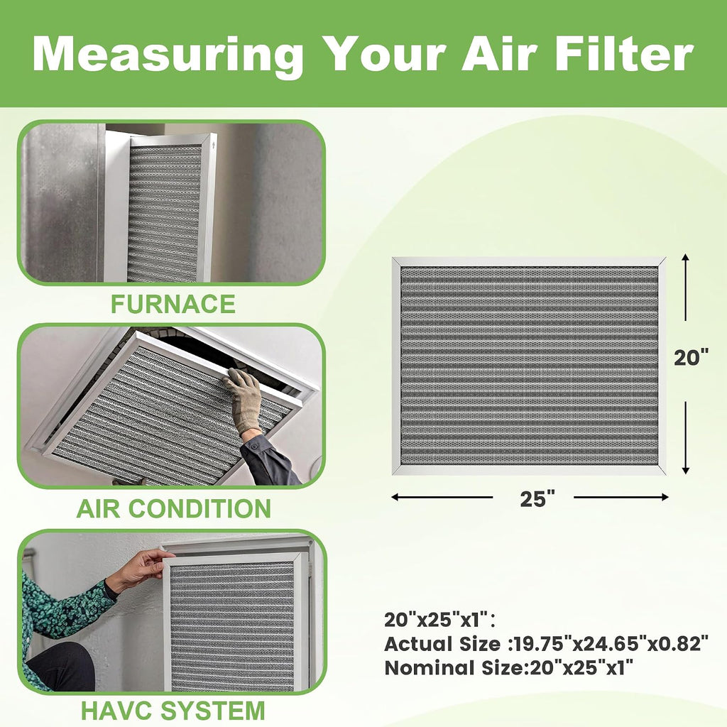 20x25x1 HVAC Furnace Air Filter Reusable& Washable, MERV 8, Electrostatic, Lasts a Lifetime, Breathe Fresher Air in