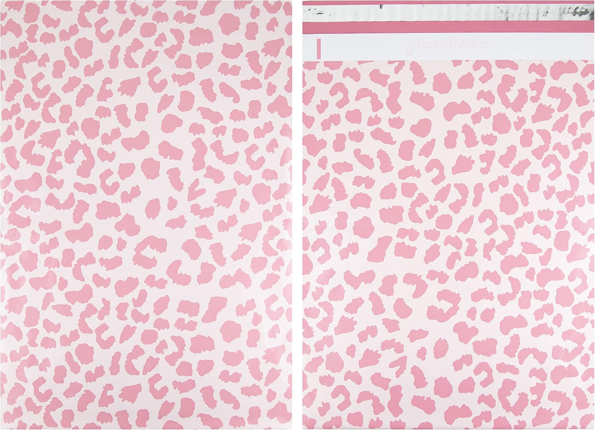 50 Poly Mailers 14.5x19 - Rose Gold Cheetah Shipping Bags