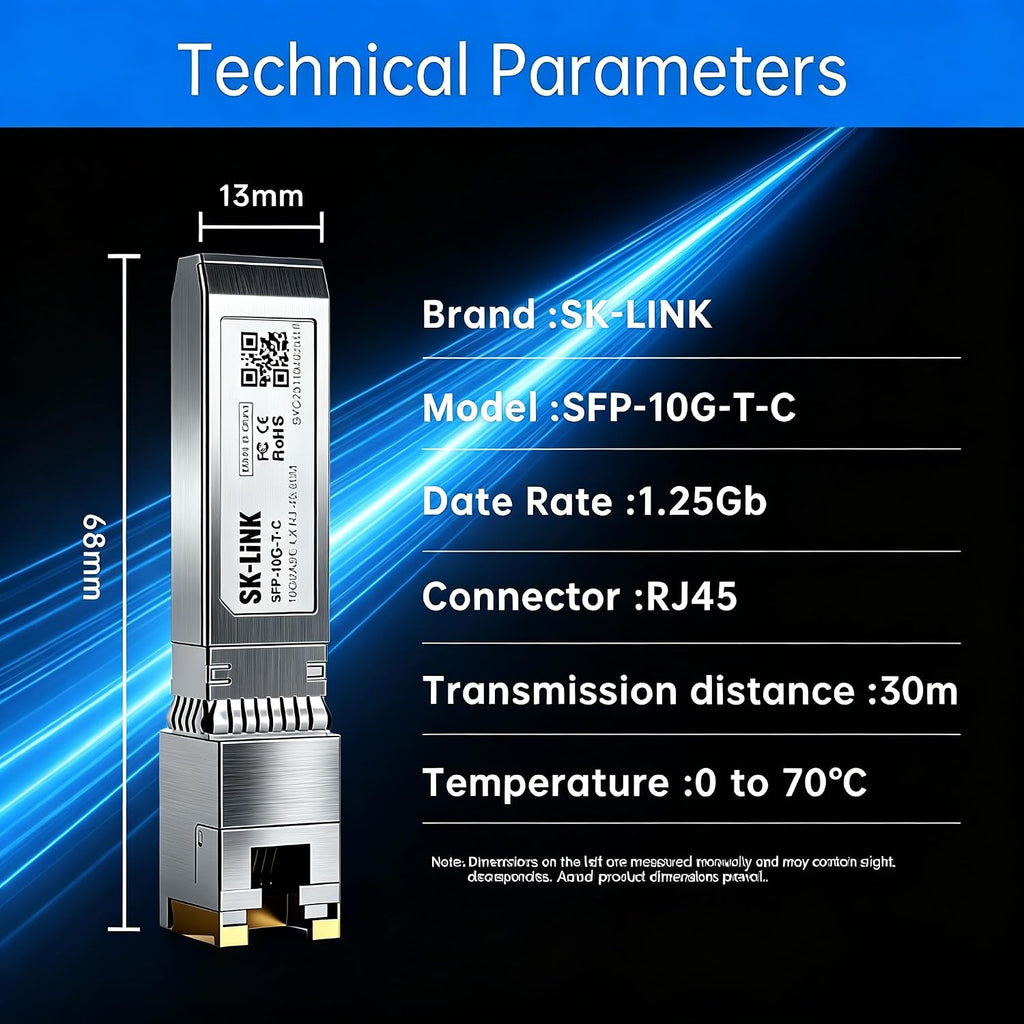 10G SFP+ to RJ45 Transceiver Up to 30m Ethernet Adapter