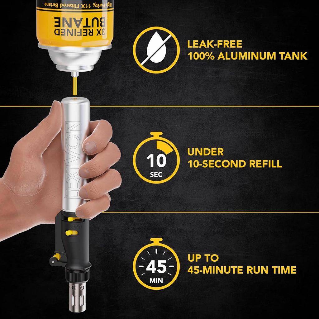 Butane Soldering Iron Multi-Purpose Kit | Cordless Self-Igniting Adjustable Flame 7-Tip Set | Pro Grade 125-Watt