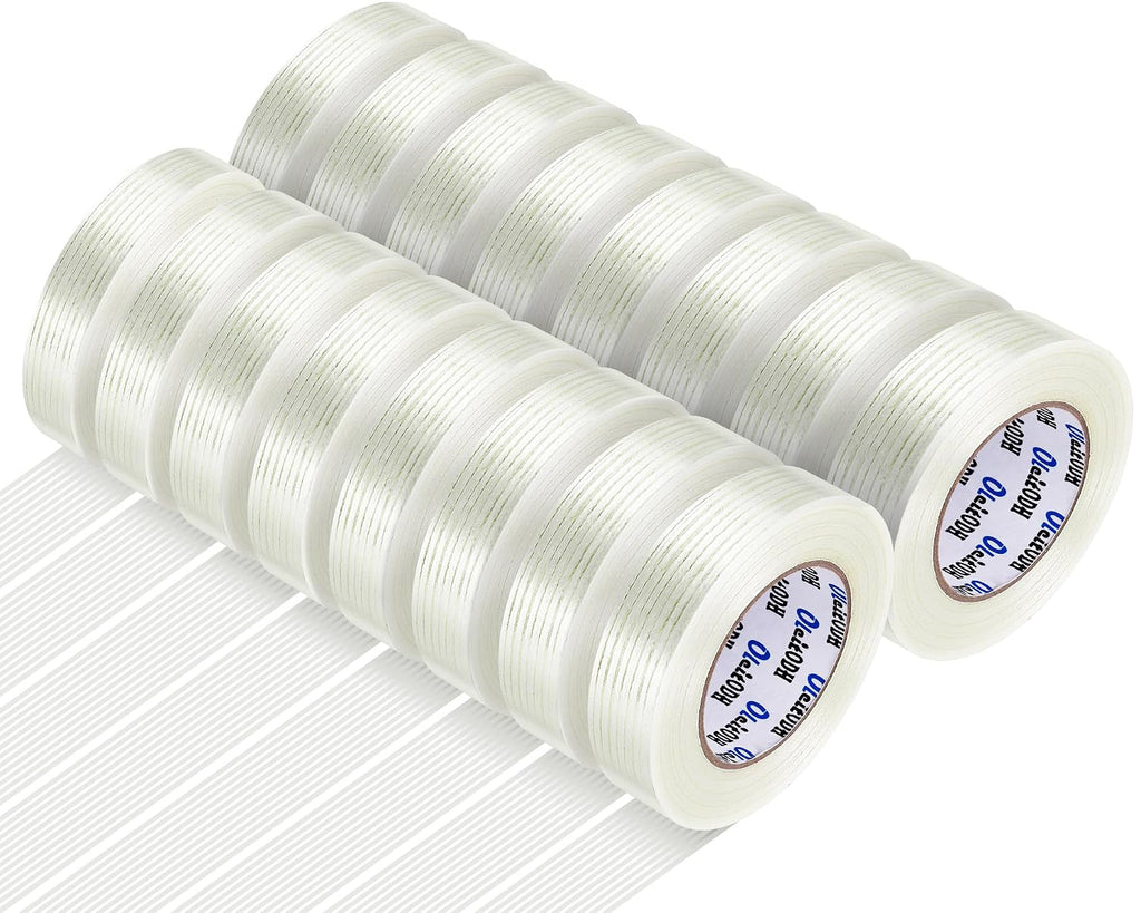 16 Rolls Strapping Tape 1 Inch x 60 Yards 5.5 Mil Fiberglass Tape